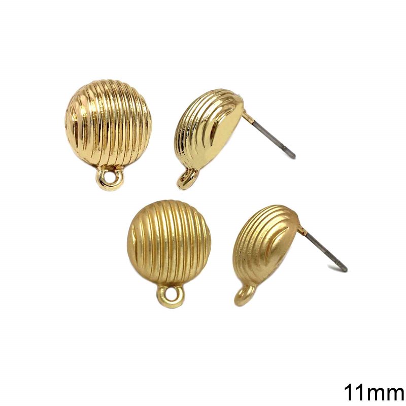 Casting Round Earring Stud with Hoop 11mm
