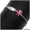 Silver 925 Childrens Bracelet Tag 7x20mm with Enameled Elements