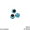 Plastic Evil Eye Bead 6mm with 1.2-1.3mm hole