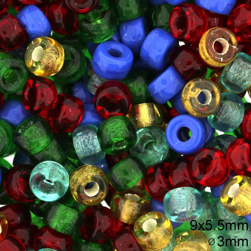 Glass Pony Beads 9mm with 3mm hole