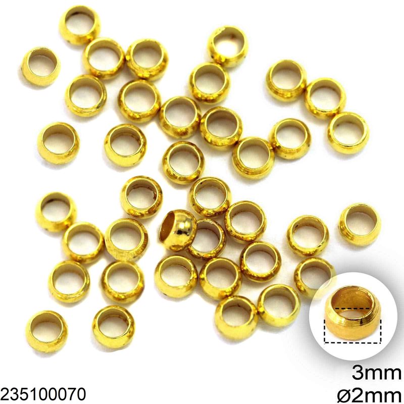 Brass Crimp Beads 3mm with Hole 2mm