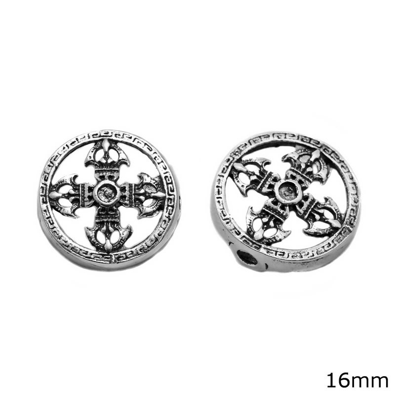 Silver 925 Bead with Cross 16mm