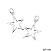 Silver 925 Pendant Star Outline Style 18mm