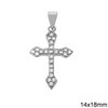 Silver 925 Cross Pendant with Zircon 14x18mm