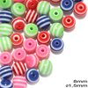 Plastic Round Bead with Stripes 8mm and 1.5mm hole
