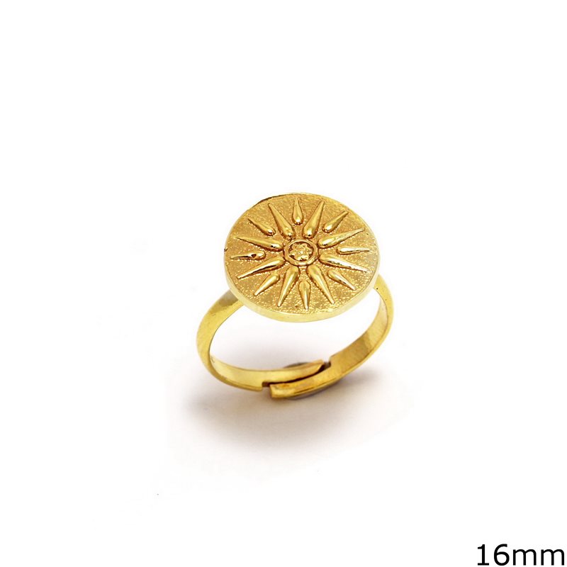 Silver 925 Ring Macedonian Vergina Sun 16mm