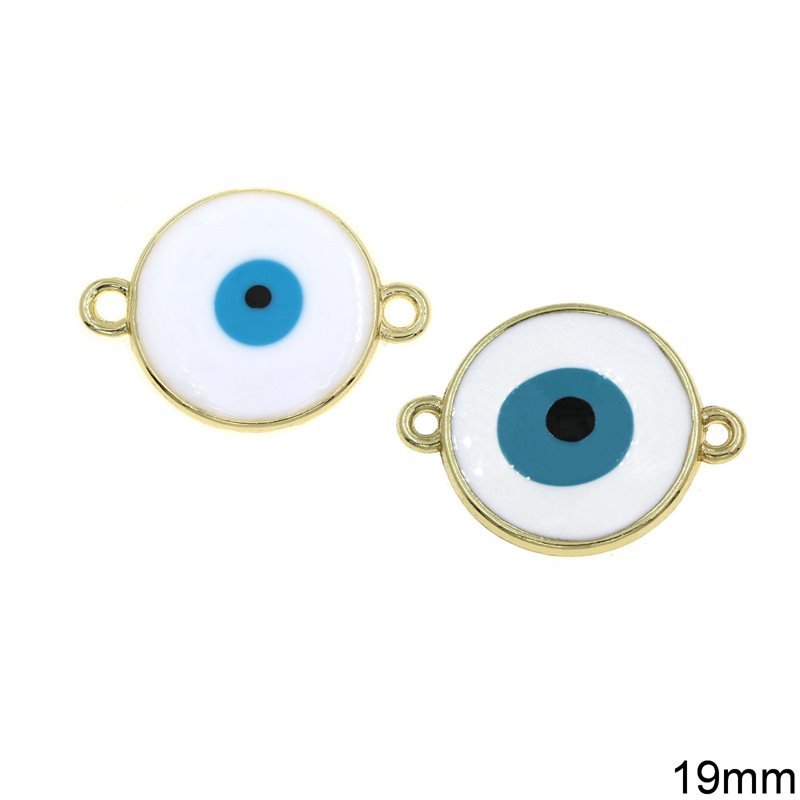 Casting Round Evil Eye Spacer with Enamel 19mm