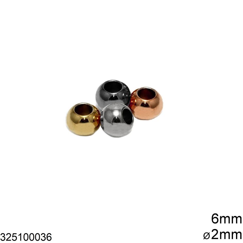 Χάνδρα Ατσάλινη 6mm με τρύπα 2mm