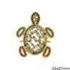 Metallic Spacer Turtle with Zircon and Baguette 25x25mm