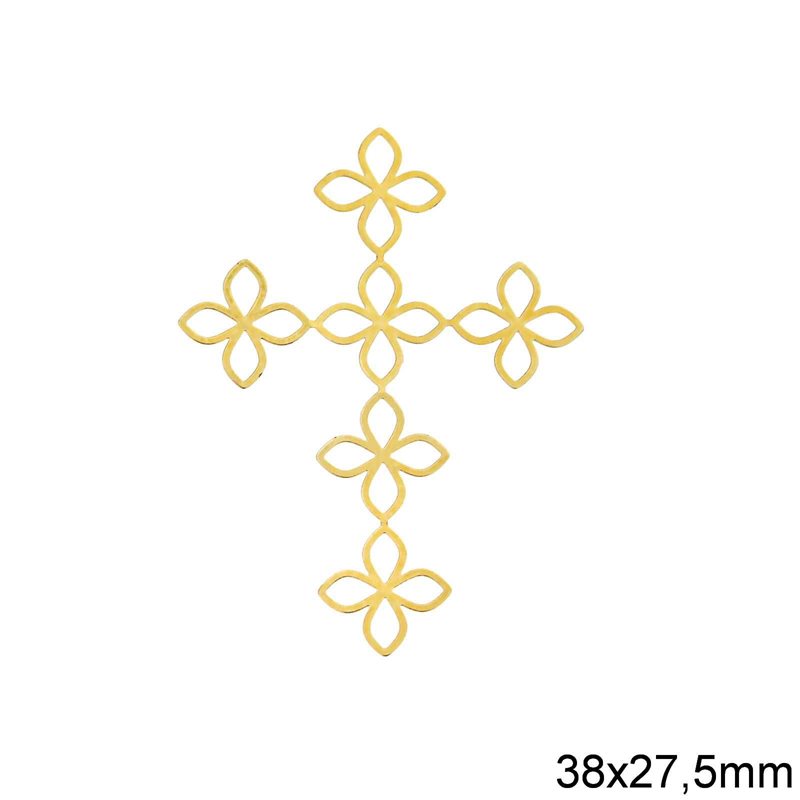 Brass Filigree Cross 38x27,5mm