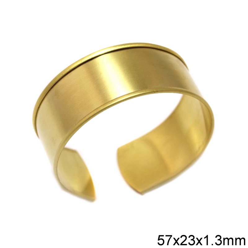 Brass Open Ended Bangle Bracelet 57x23x1.3mm