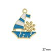 Casting Pendant Ship with Enamel 27mm, Gold plated NF
