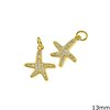 Metallic Starfish Flat Pendant with Zircon 13mm