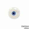 Ceramic Evil Eye Bead 15x6mm with 2mm Hole