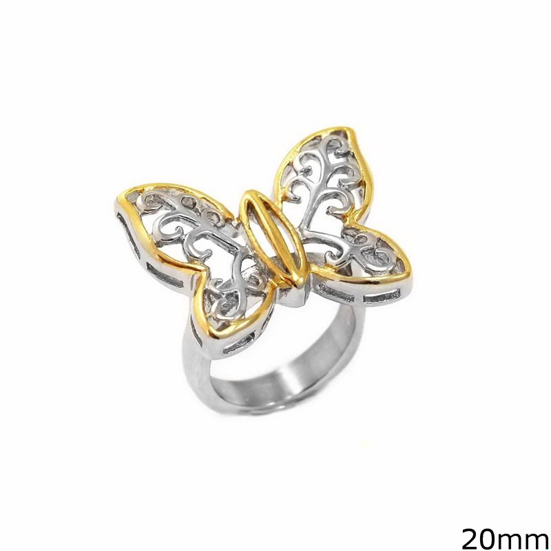 Stainless Steel  Ring Butterfly 20mm