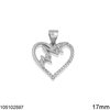 Μενταγιόν Ασημένιο 925 Καρδία με Καρδιογράφημα 17mm