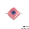 Ceramic Rhombus Bead with Evil Eye 15mm with 2.5mm Hole
