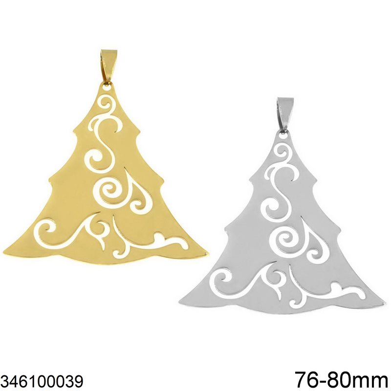 Stainless Steel New Years Lucky Charm Christmas Tree 76-80mm