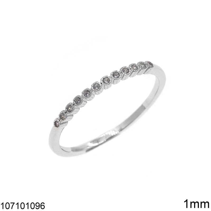 Silver 925 Ring with Ζircon 1mm