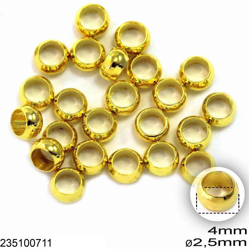 Brass Crimp Beads 4mm with Hole 2.5mm