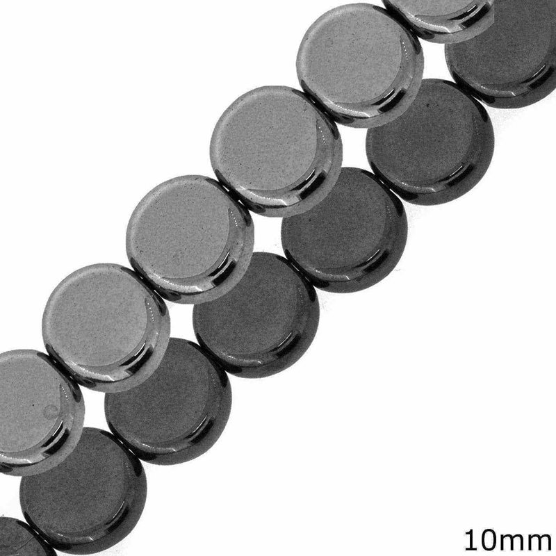 Hematite Flat Round Beads 10mm