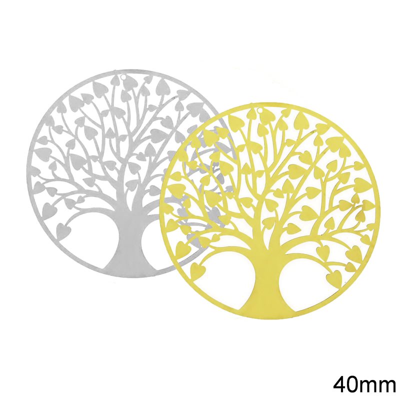 Brass Pendant Filigree Tree of Life 40mm