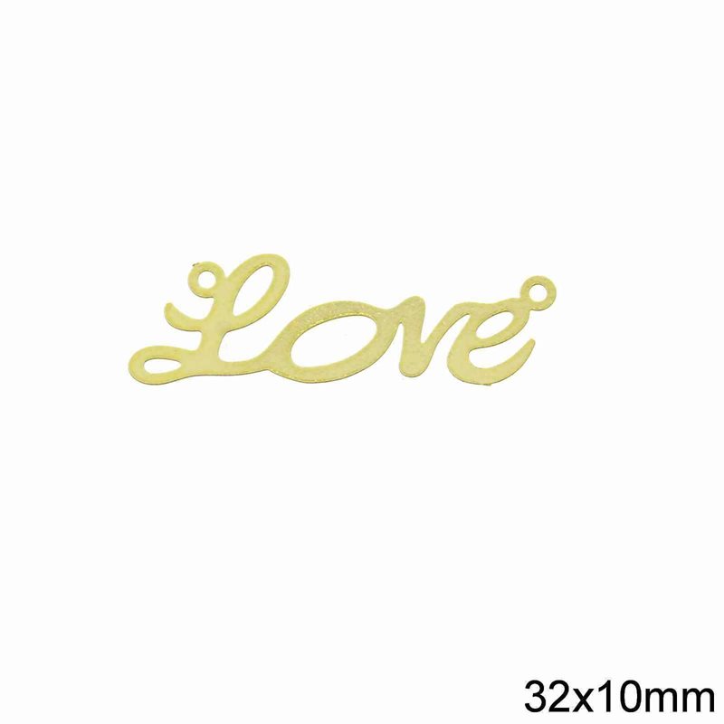 Brass Stamped Spacer "Love" 32x10mm