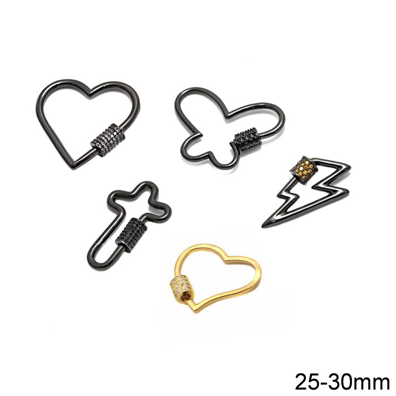 Metallic Pendant Clasp with Zircon 25-30mm