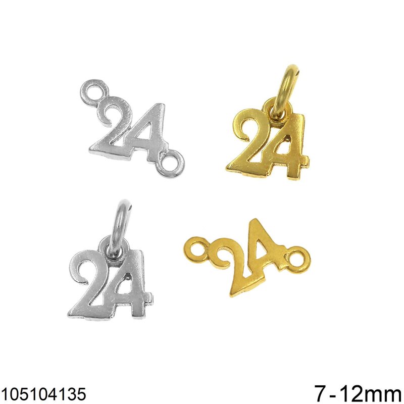 Silver 925 Lucky Charm Pendant & Spacer "24" 6-7mm