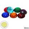 Plastic Round Faceted Sew-on Stone 30mm