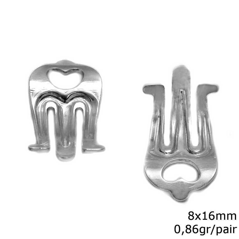 Silver 925 Clip-on Earring Component 8x16mm