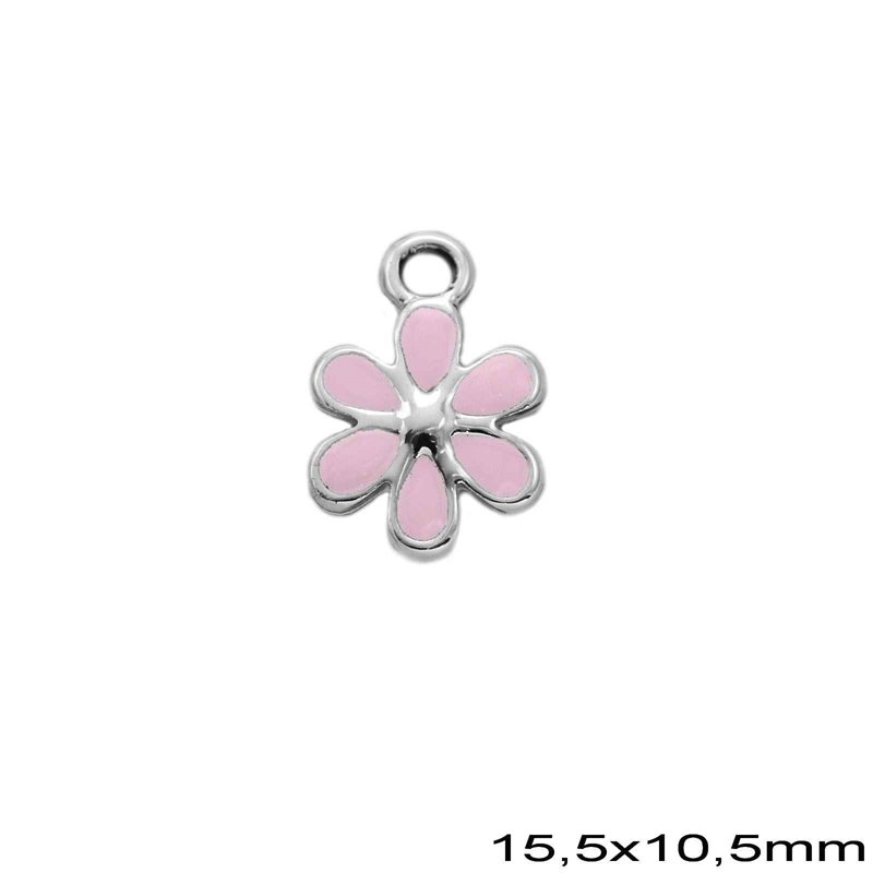 Casting Pendant Flower with Enamel 15,5x10,5mm