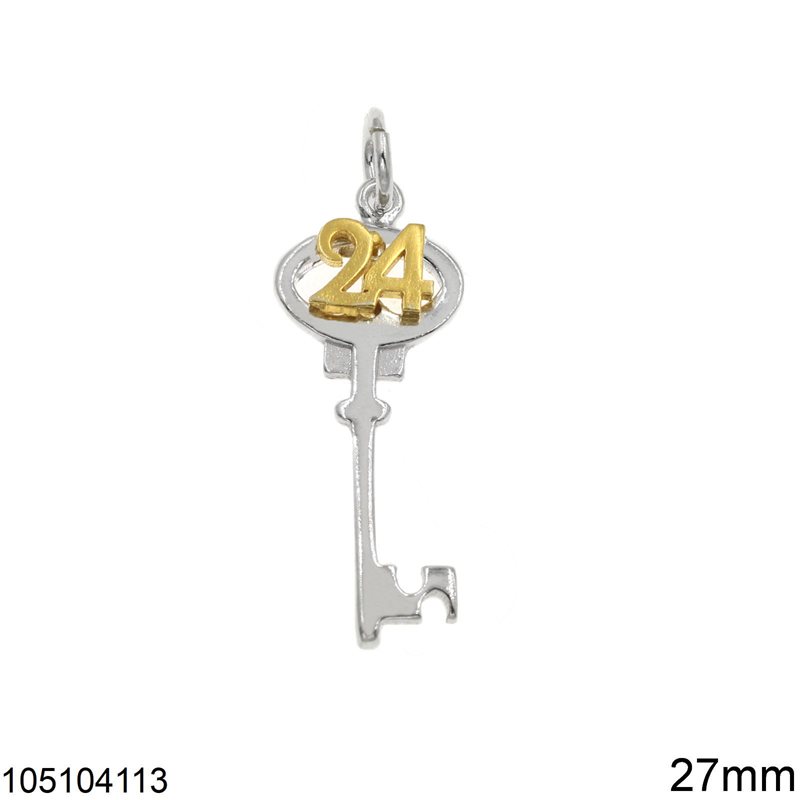Silver 925 Lucky Charm Key "24" 27mm