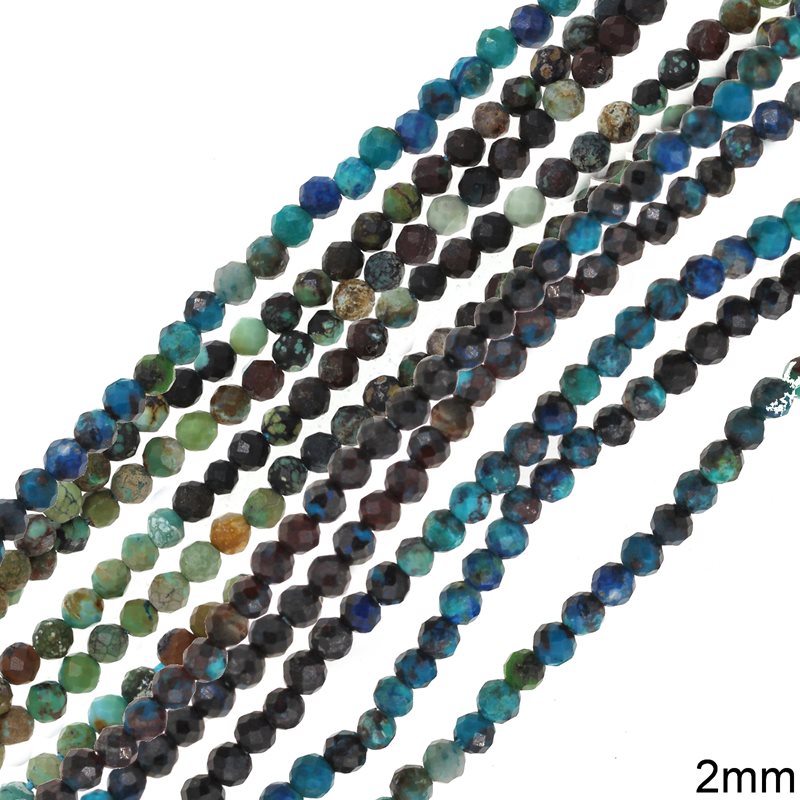 Crysocolla Faceted Round Beads 2mm