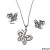 Stainless Steel set of Necklace Earrings Butterfly