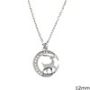 Silver 925 Necklace Deer in Cicle with Zircon 12mm