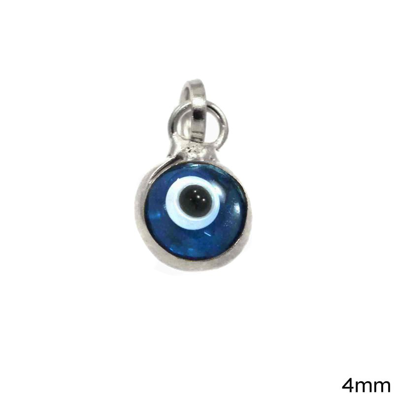 Silver 925 Evil Eye Murano Pendant 4mm 