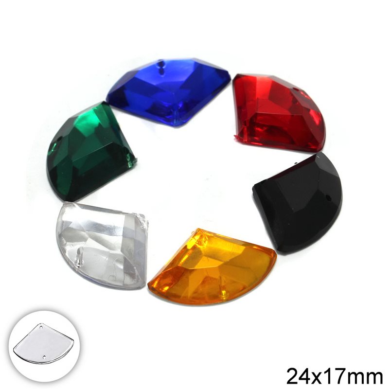 Plastic Faceted Sew-on Stone 24x17mm