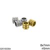 Χάνδρα Ατσάλινη Σωληνάκι 8x7mm με Τρύπα 5mm