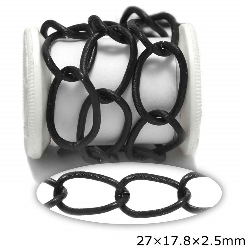 Aluminium Gourmette Chain 27x17.8x2.5mm, Black Color