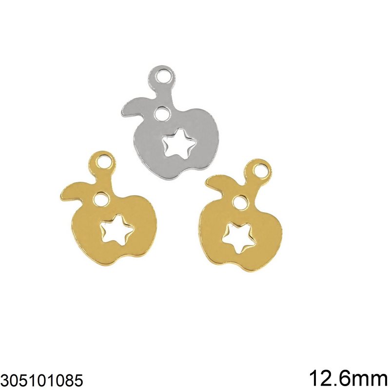 Stainless Steel Pendant Apple with Star 12.6mm