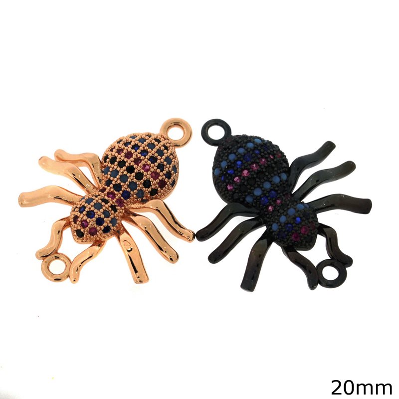 Metallic Spacer Beetle with colorful zircon 20mm
