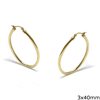 Stainless Steel Oval Hoop Earrings 3x35-55mm