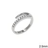 Stainless Steel Twisted Ring with Stones 2.5mm
