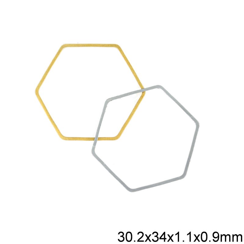 Brass Exagon Flat Ring 30.2x34x1.1x0.9mm