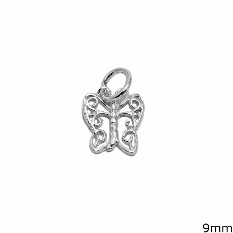 Silver 925 Pendant Lacy Butterfly 9mm