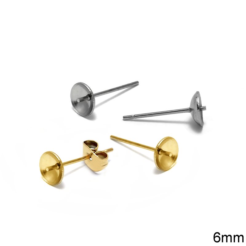 Stainless Steel Earstud Cup with Peg 6mm