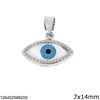 Silver 925 Spacer & Pendant Evil Eye with Mop-shell 7x14mm
