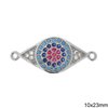 Metallic Evil Eye Spacer with Abalone Shell & MOP 11x18mm