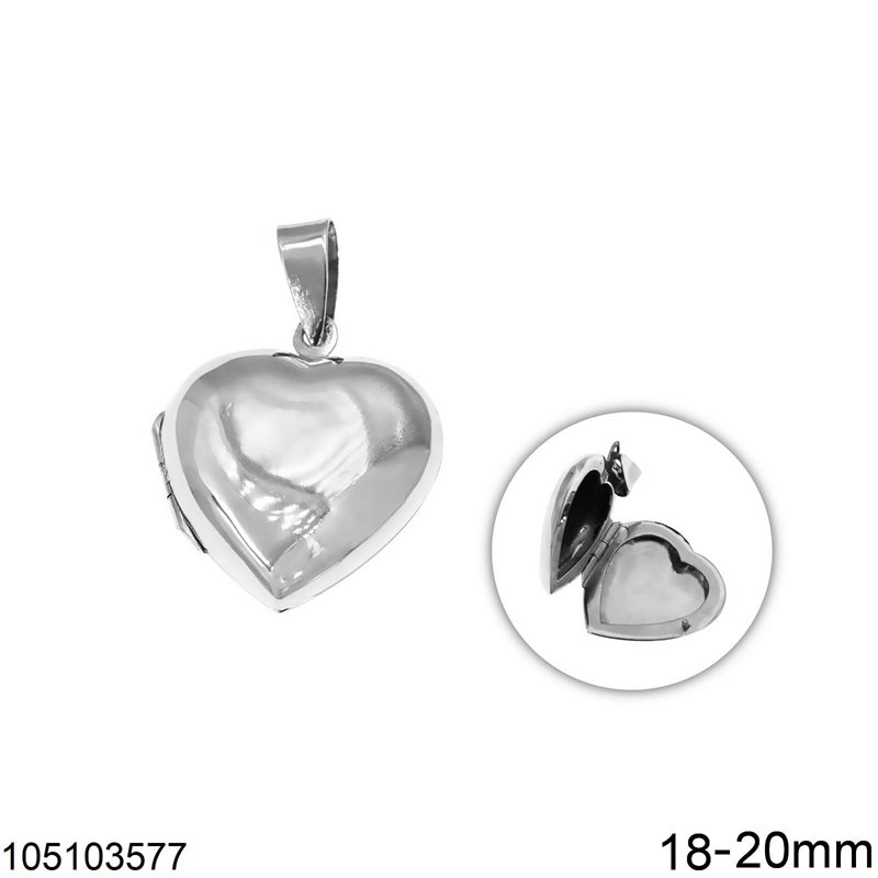 Silver 925 Pendant Heart Open 20mm